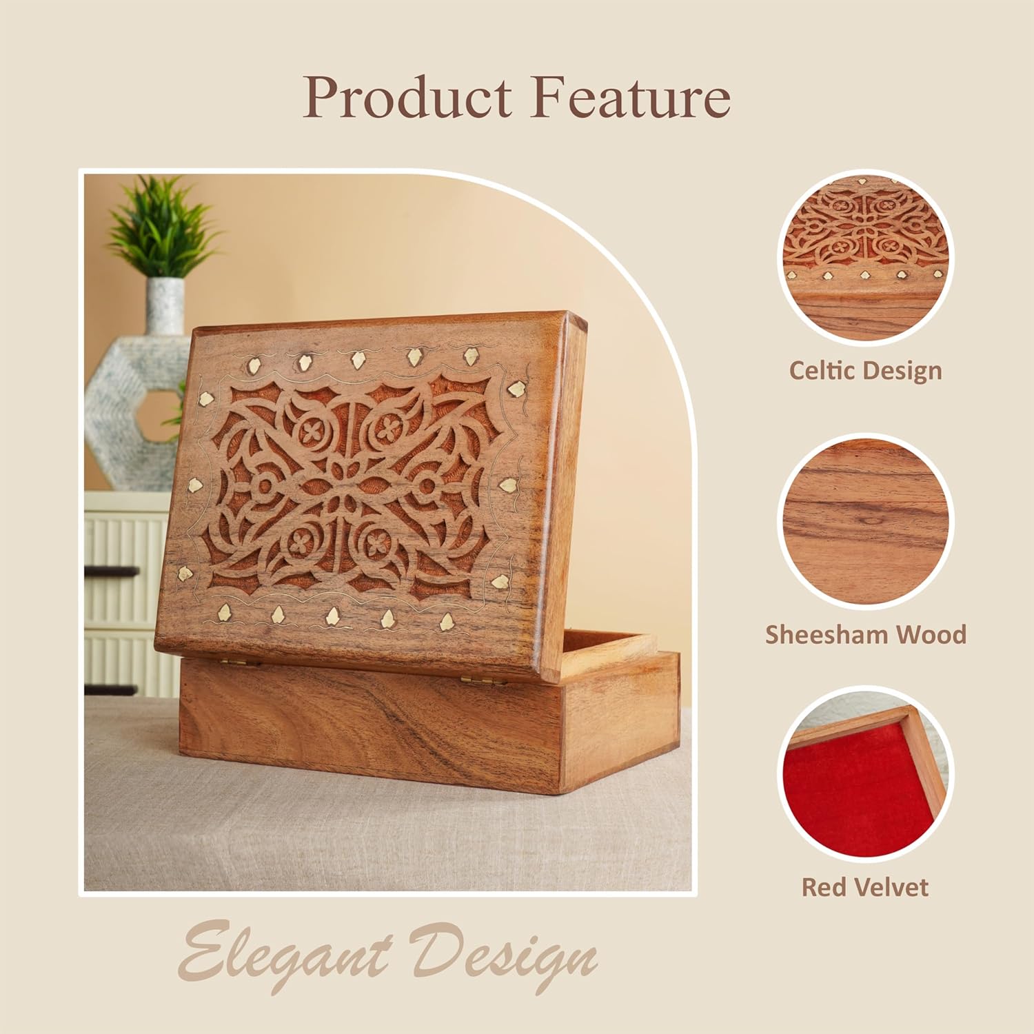 Handcrafted Wood Storage Basket — 7" - View 4