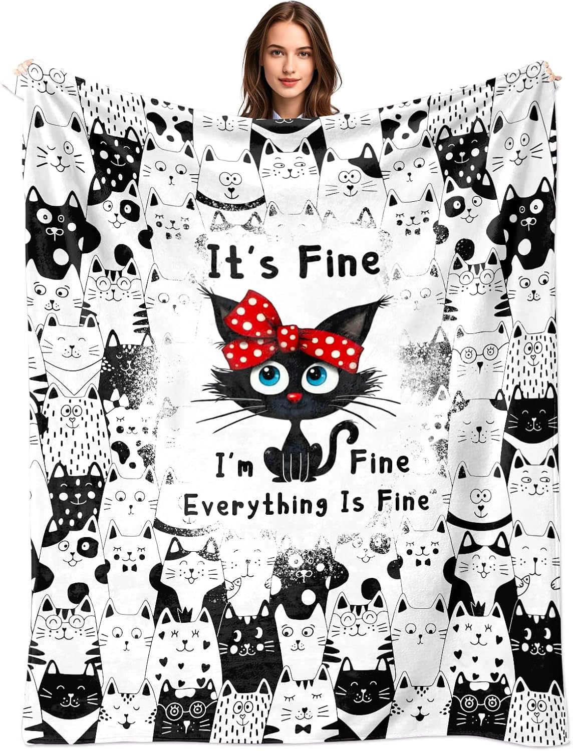 Black Throw Pillow — 50" — Black-cat