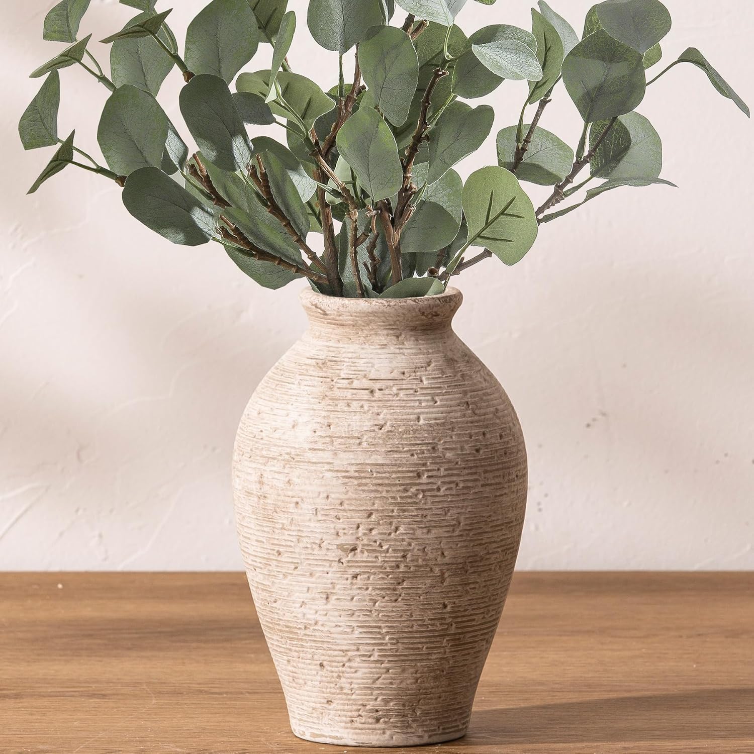 Vintage Farmhouse Brown Flower Vase — 7.4" — Retro-9"