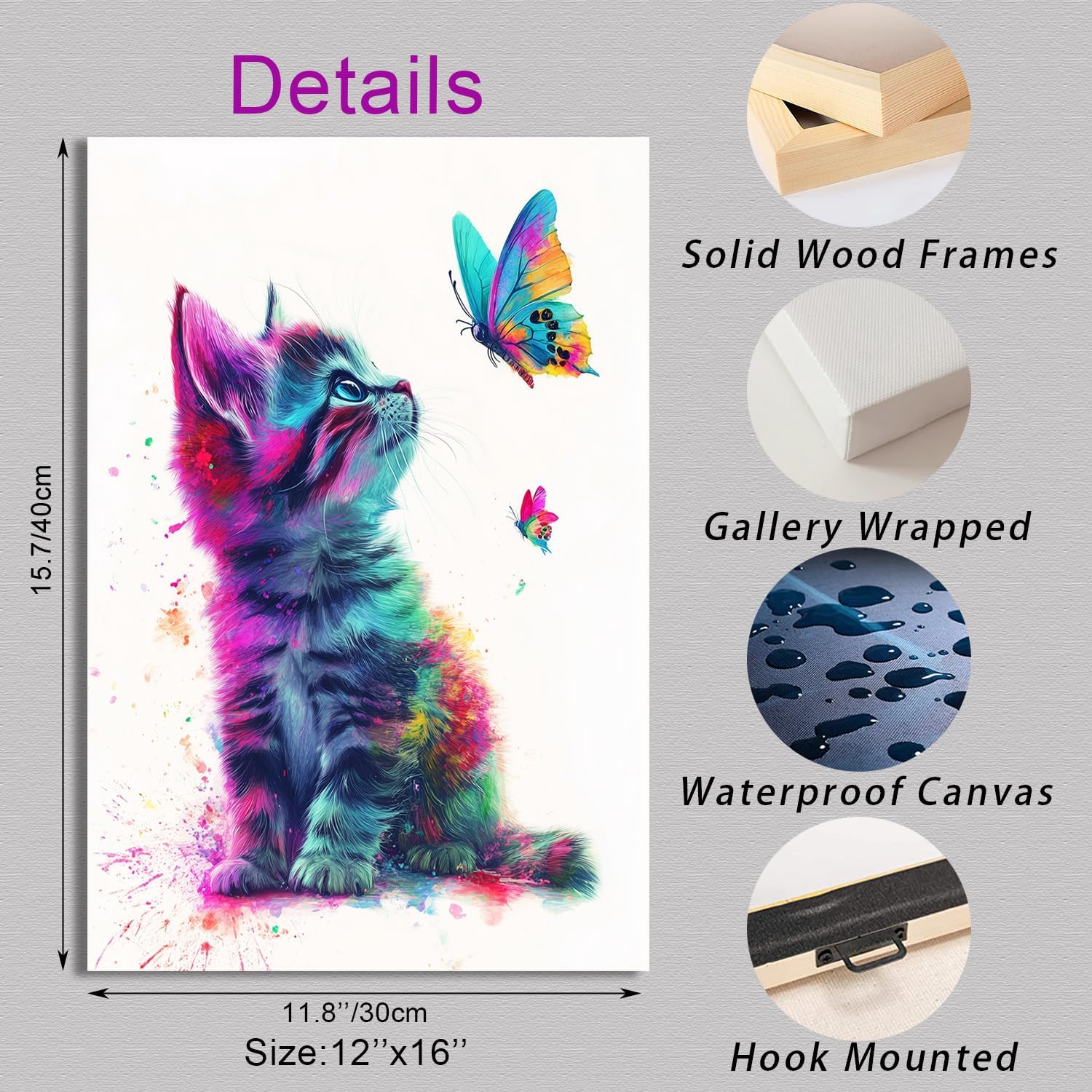 Framed Brown Canvas Wall Art — 16" - View 2