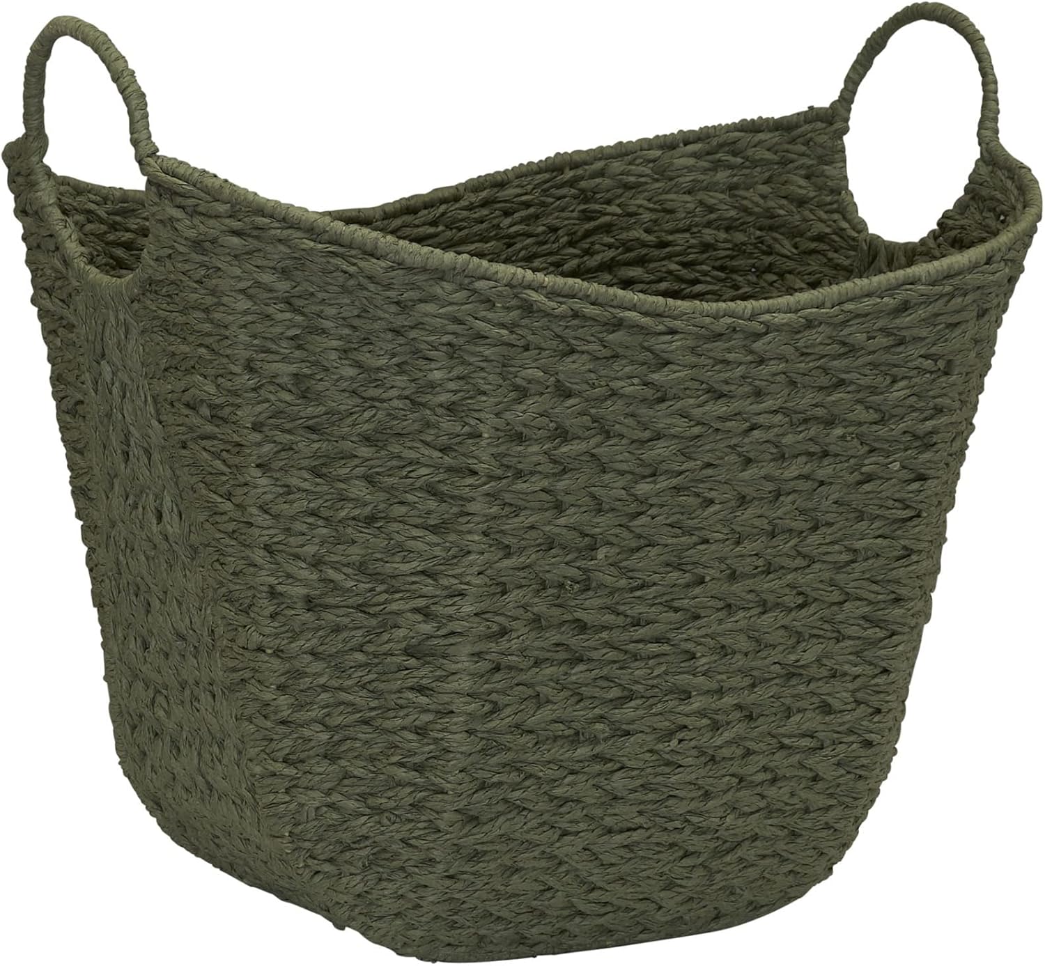 Boho Beige Storage Basket — Green Paper Rope