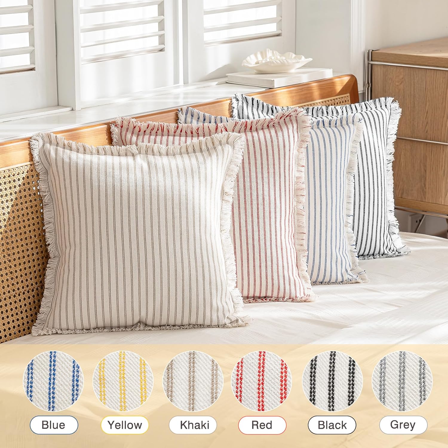 Boho Beige Throw Pillow Cover — 18" - View 5