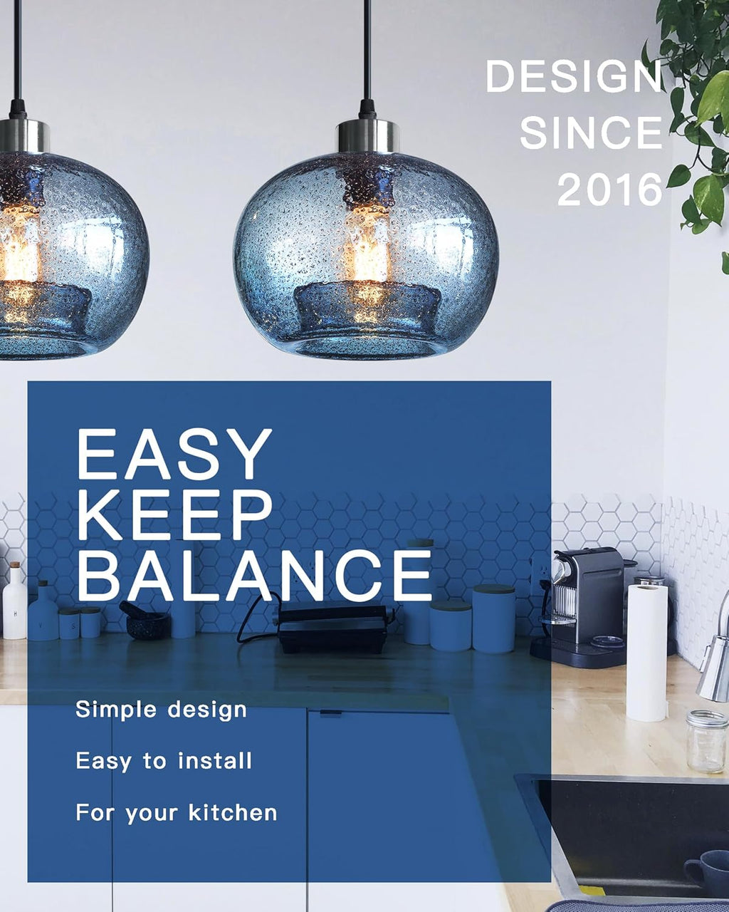 Farmhouse Blue Pendant Light — 7" - View 5
