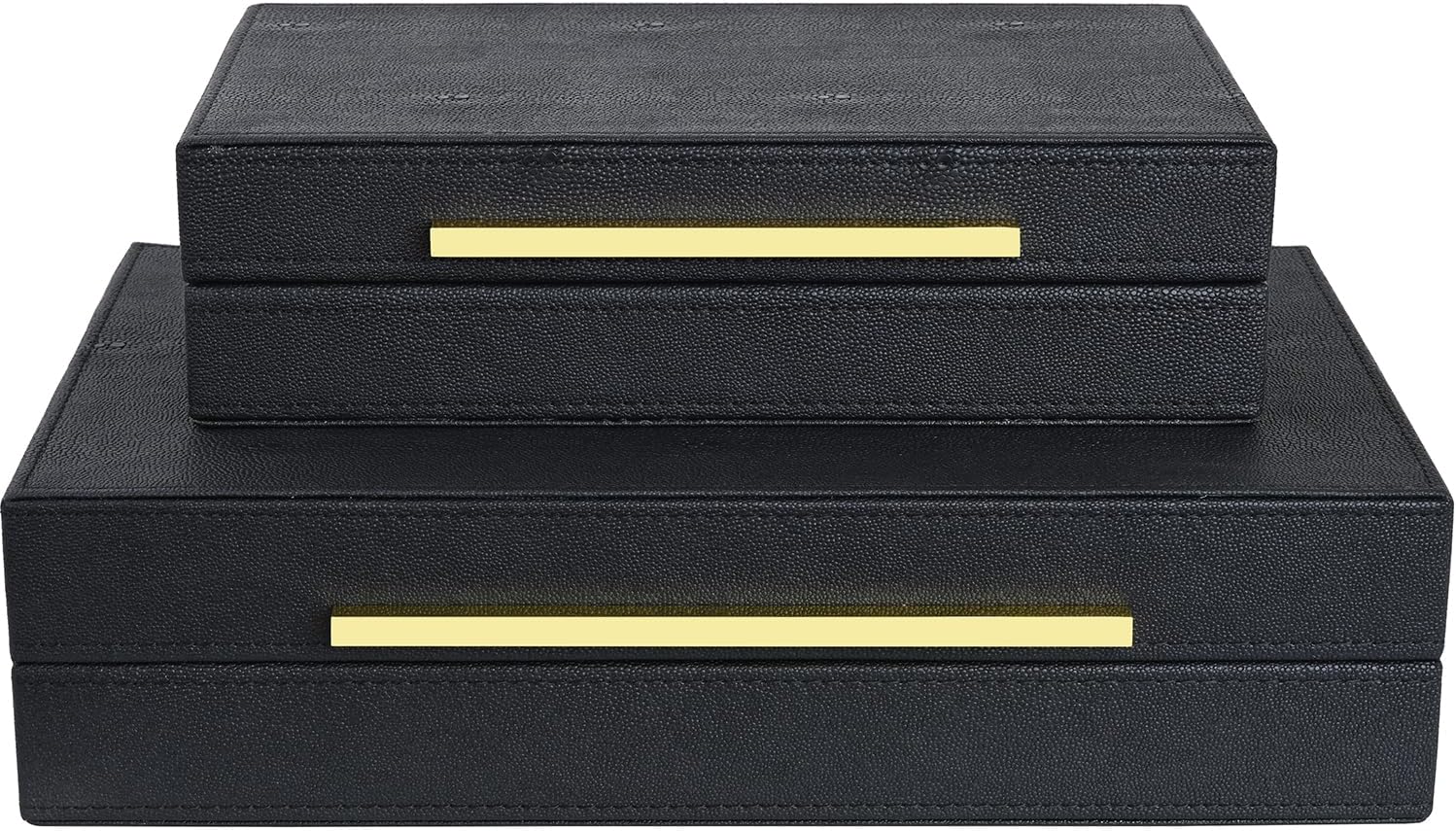 Modern Beige Storage Basket — Set of 2 — Black-1