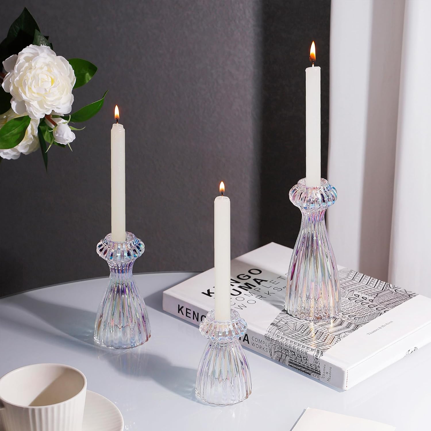 Blue Candle — Set of 3 — Iridescent