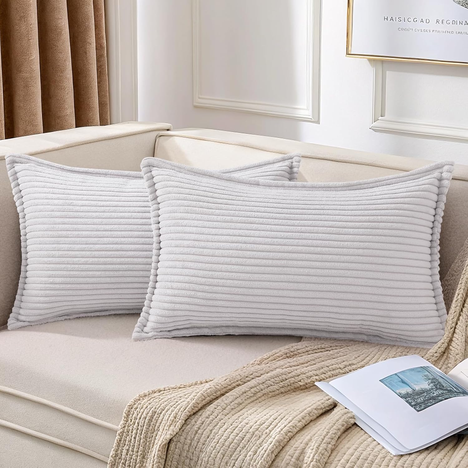 Boho Beige Throw Pillow Cover — 18" — Grey