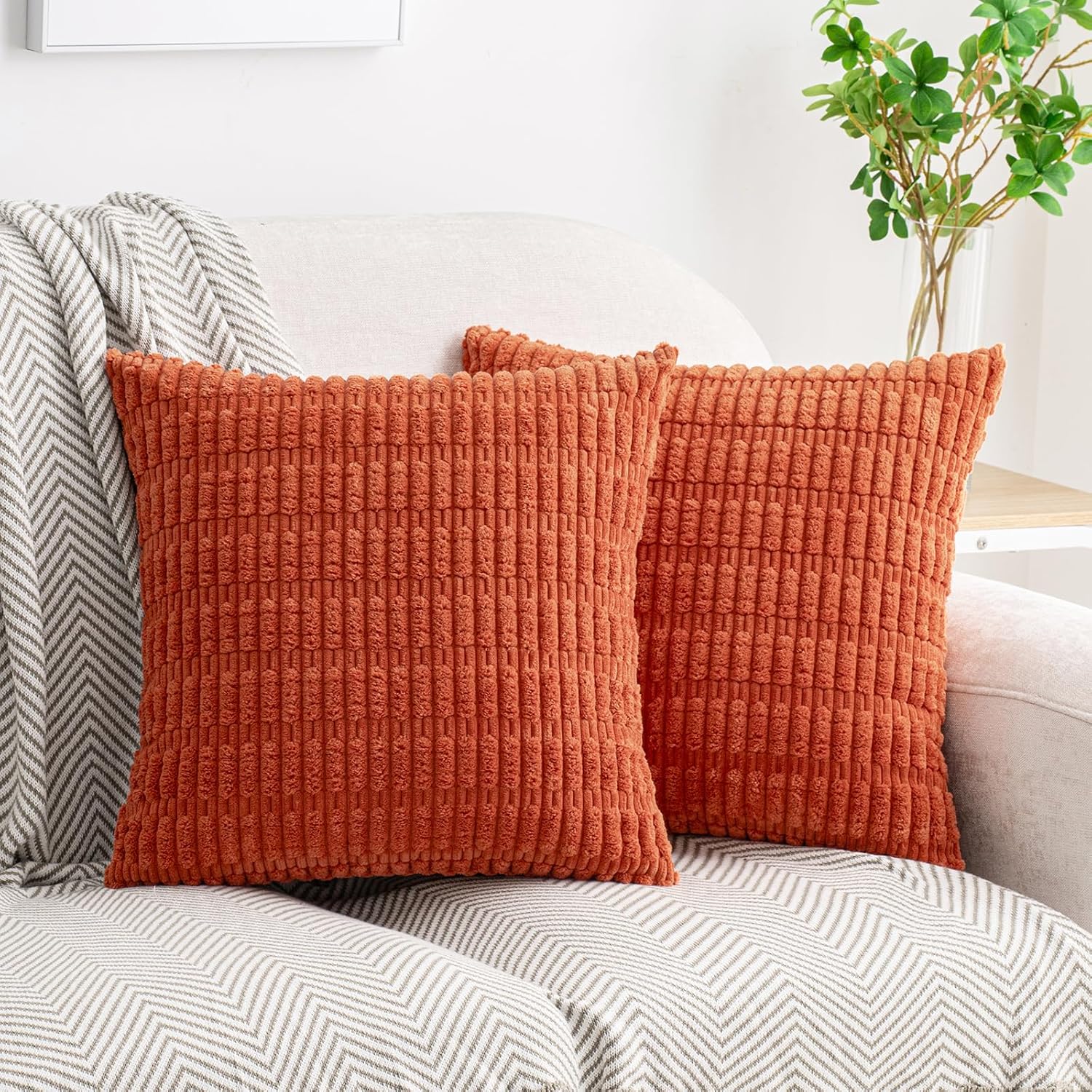 Boho Beige Throw Pillow Cover — 18" — 20" x 20" (Pack of 2)