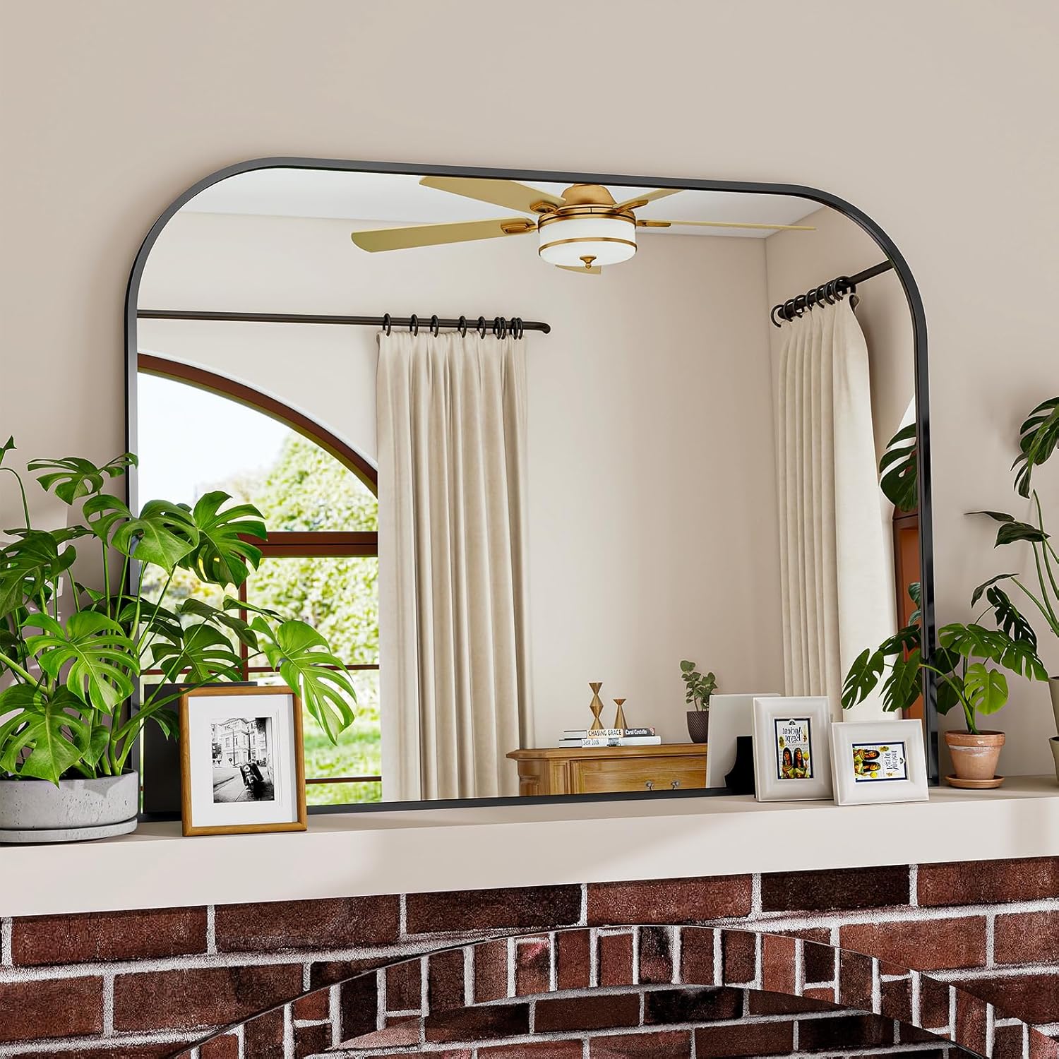 Framed Luxe Black Vanity Mirror — 30" — Black