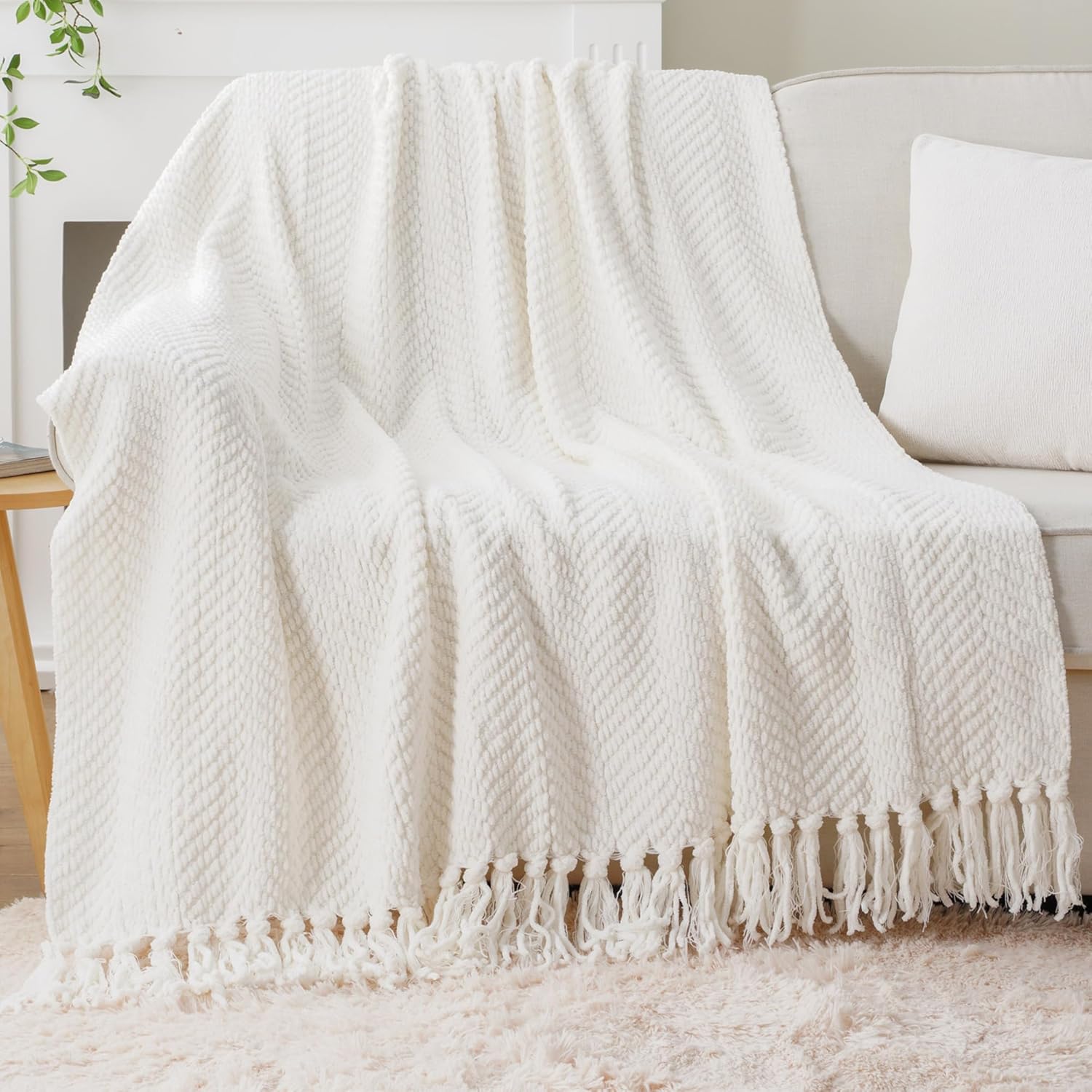 Beige Throw Pillow — 50" — Cream
