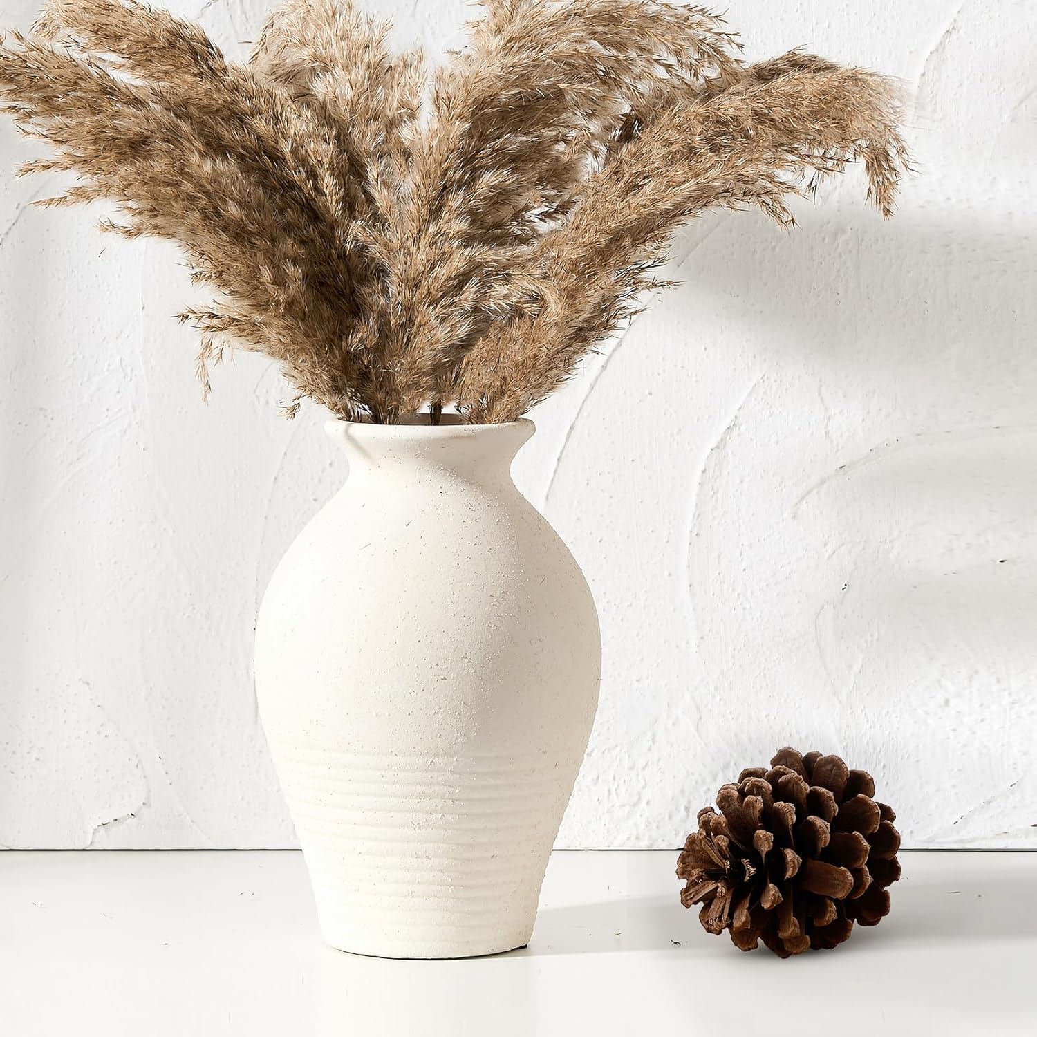 Antique Farmhouse Beige Vase Set — 5" — Off-white