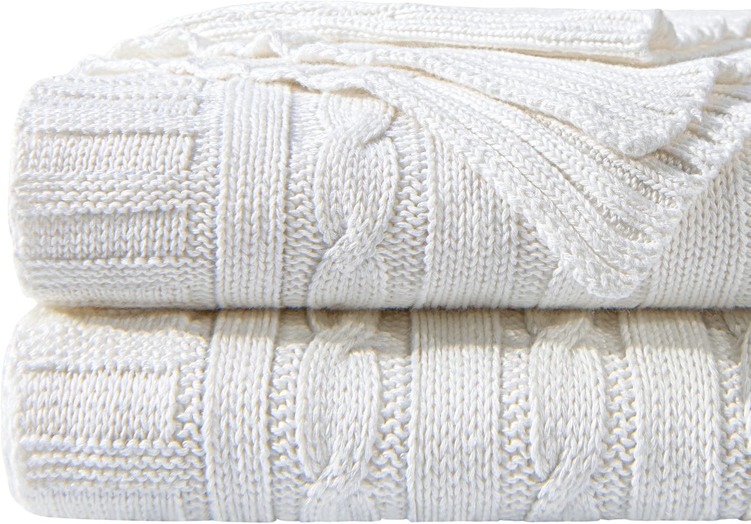 Knit Beige Throw Pillow — 51" — Throw(51"x67")