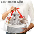 Boho Blue Woven Basket — 12" - View 2