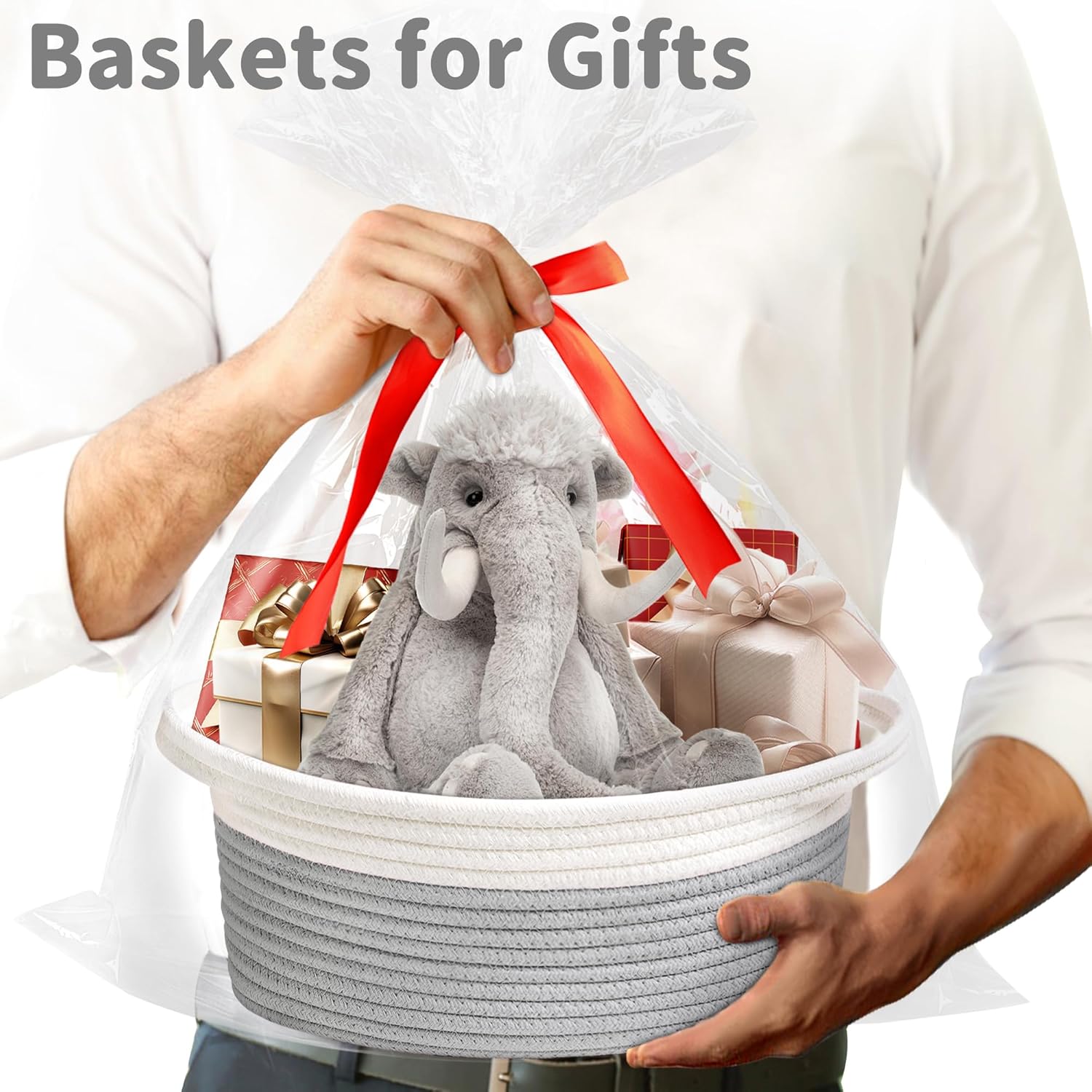 Boho Blue Woven Basket — 12" - View 2