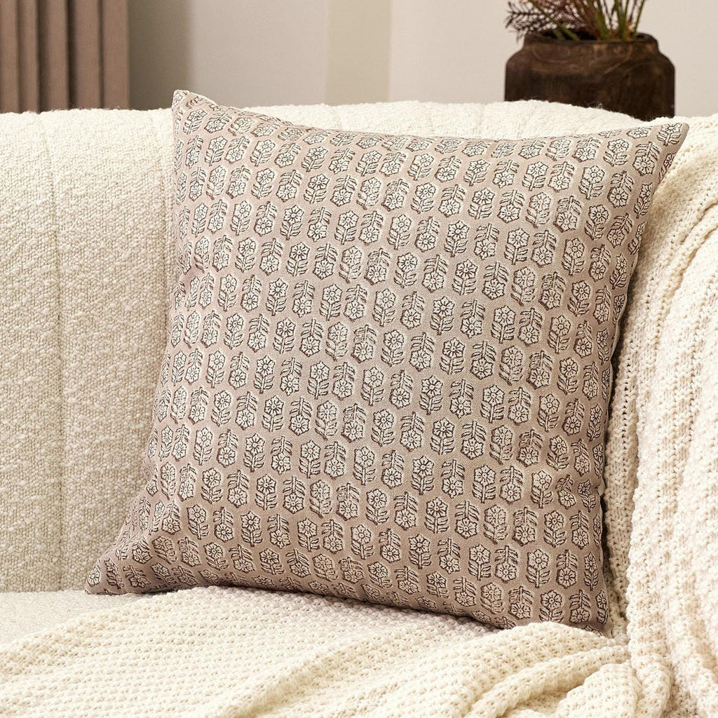 Farmhouse Beige Throw Pillow Cover — 18" — Cloud Cream