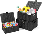 Boho Black Storage Basket — Set of 3 - View 7