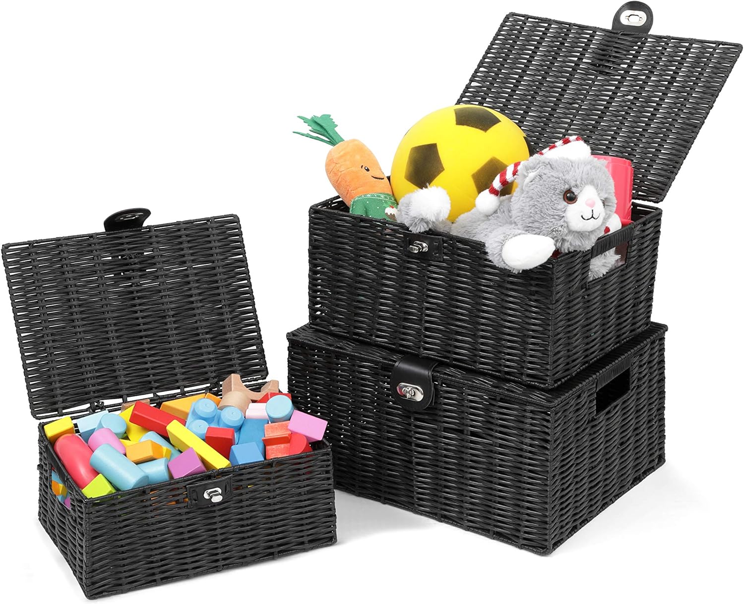 Boho Black Storage Basket — Set of 3 - View 7