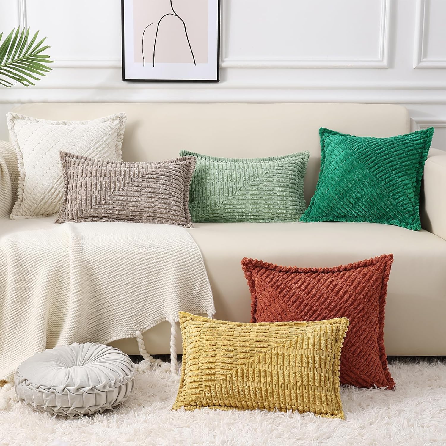 Boho Beige Throw Pillow Cover — 18" - View 7