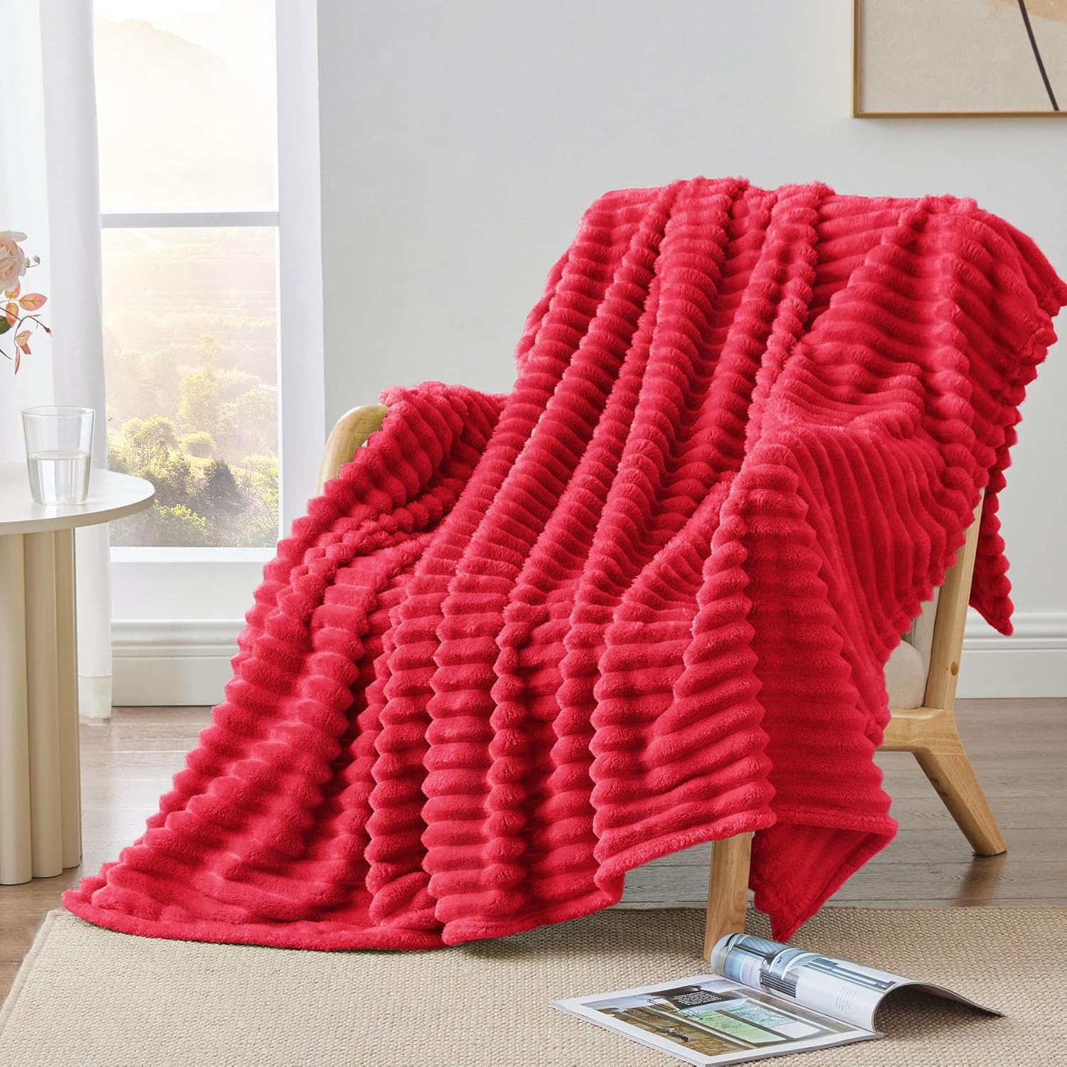 Beige Throw Pillow — 50" — Red