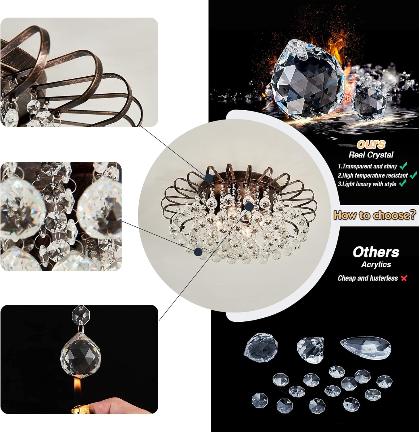 Farmhouse Black Chandelier — 4-Light - View 4