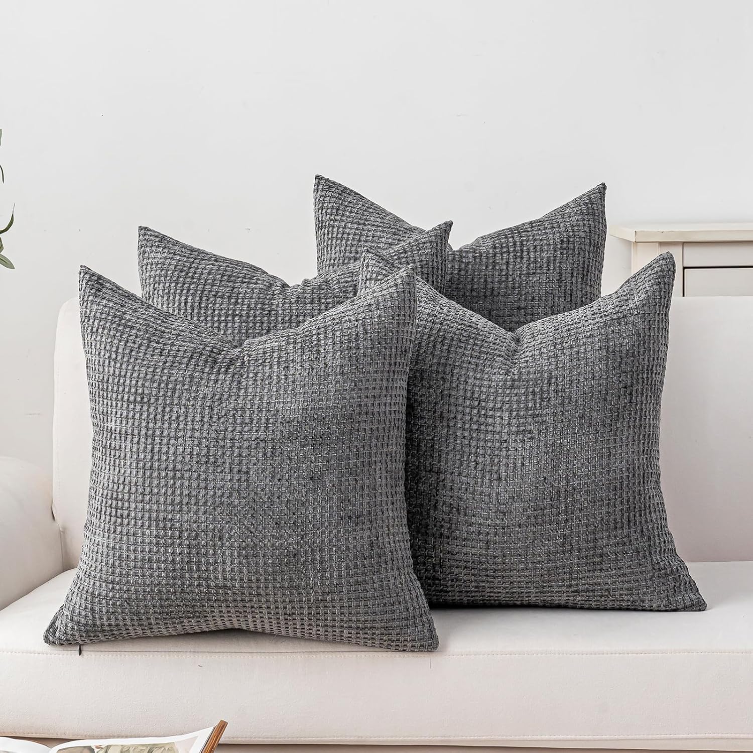 Boho Beige Throw Pillow Cover — 18" — Dark Gray