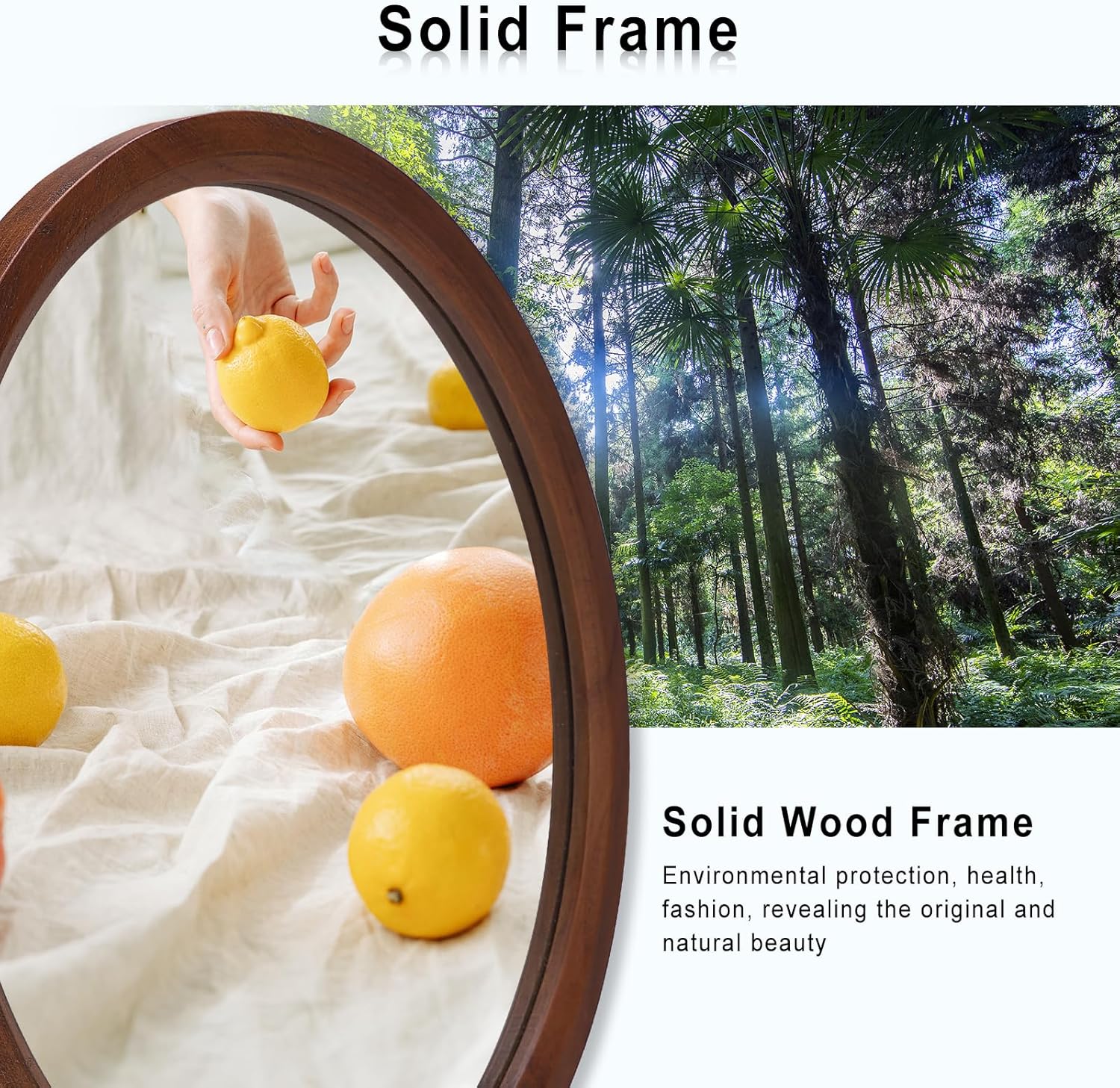 Round Boho Brown Mirror — 24" - View 3