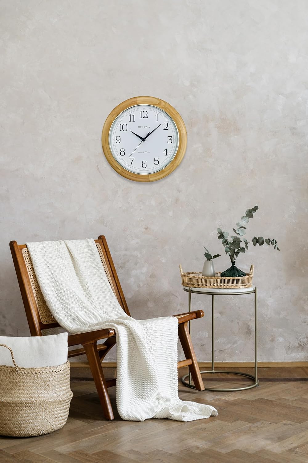 Battery Operated Mid-Century Wood Wall Clock - View 7