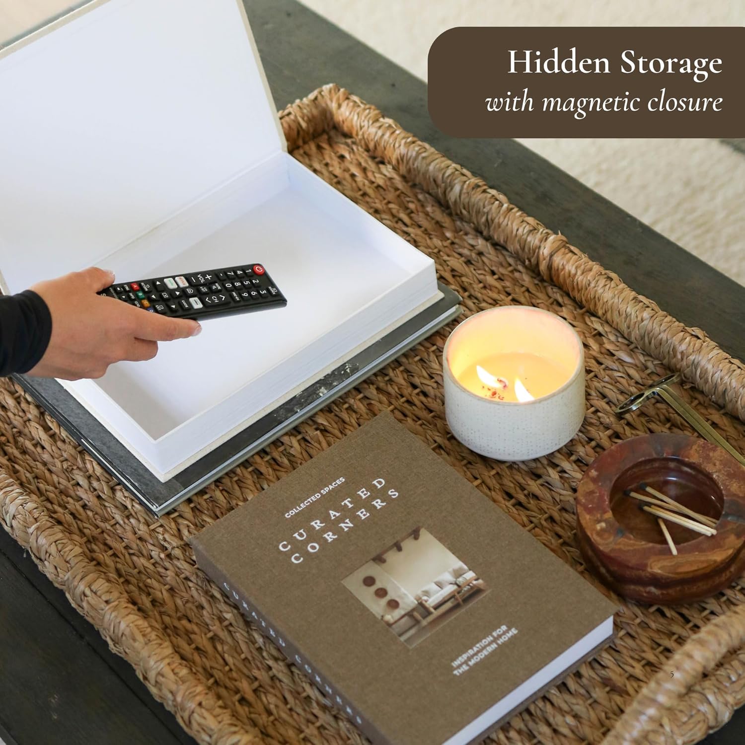 Linen Modern Metal Storage Basket - View 5