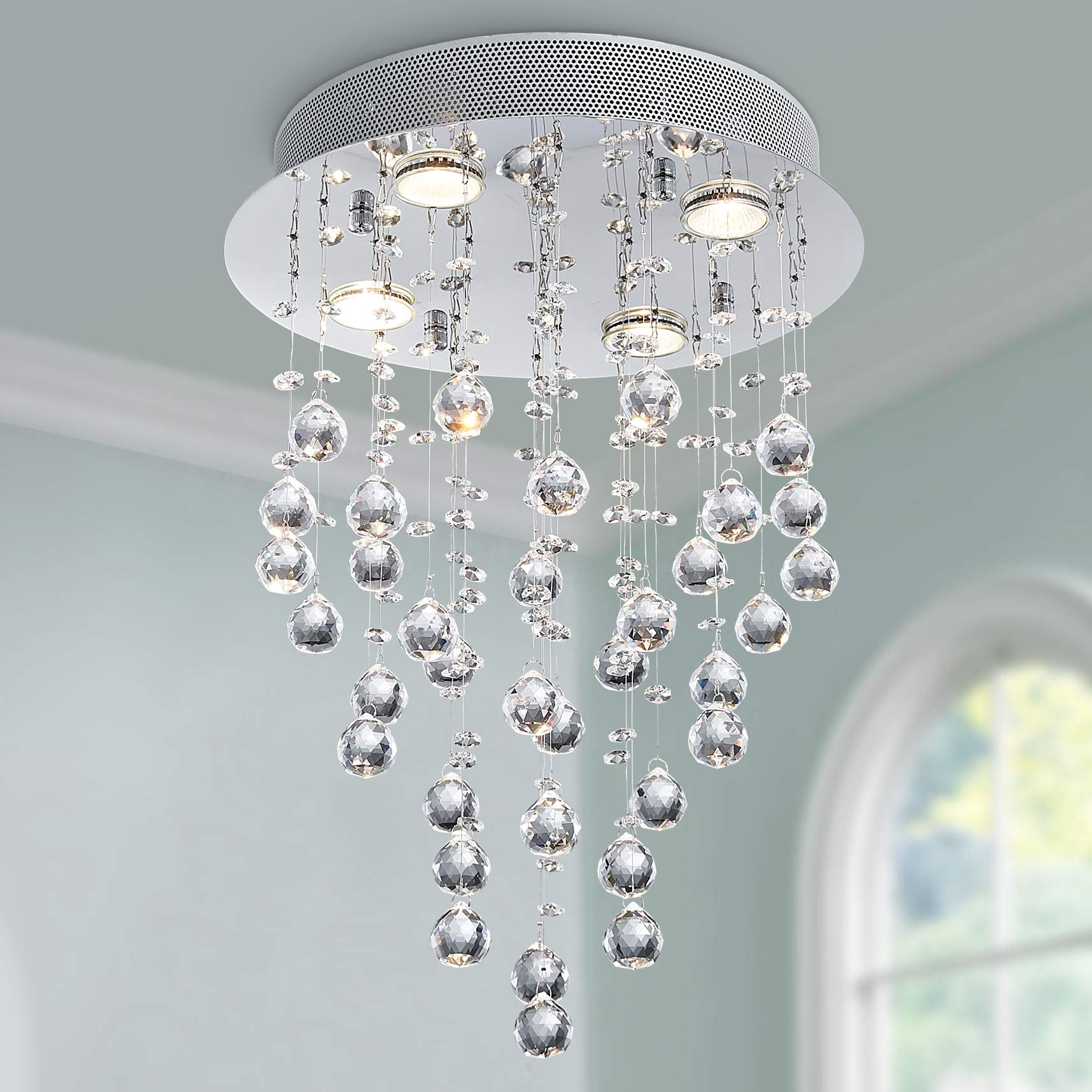 Round Luxe Metal Chandelier — 14"