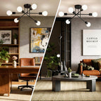 Mid-Century Black Chandelier — 6-Light - View 9