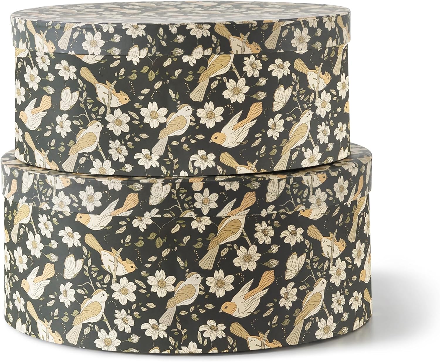 Oval Metal Storage Basket — Set of 2 — Midnight Blossom Serenade