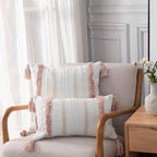 Tufted Boho Pink Throw Pillow Cover — 20" - View 2