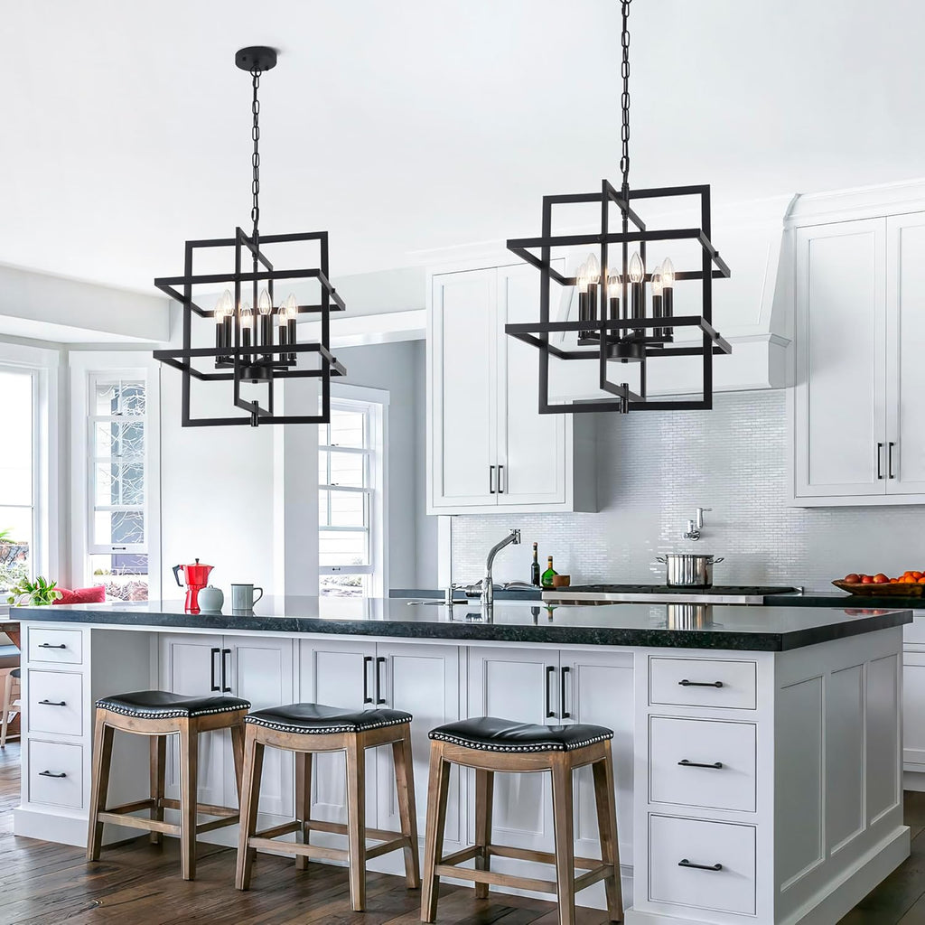 Farmhouse Black Chandelier — 6-Light - View 3
