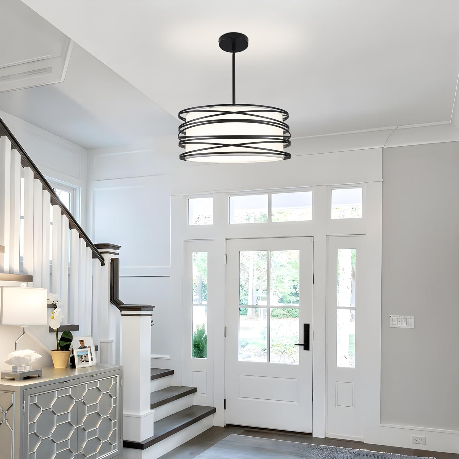 Farmhouse Black Chandelier — 3-Light - View 5