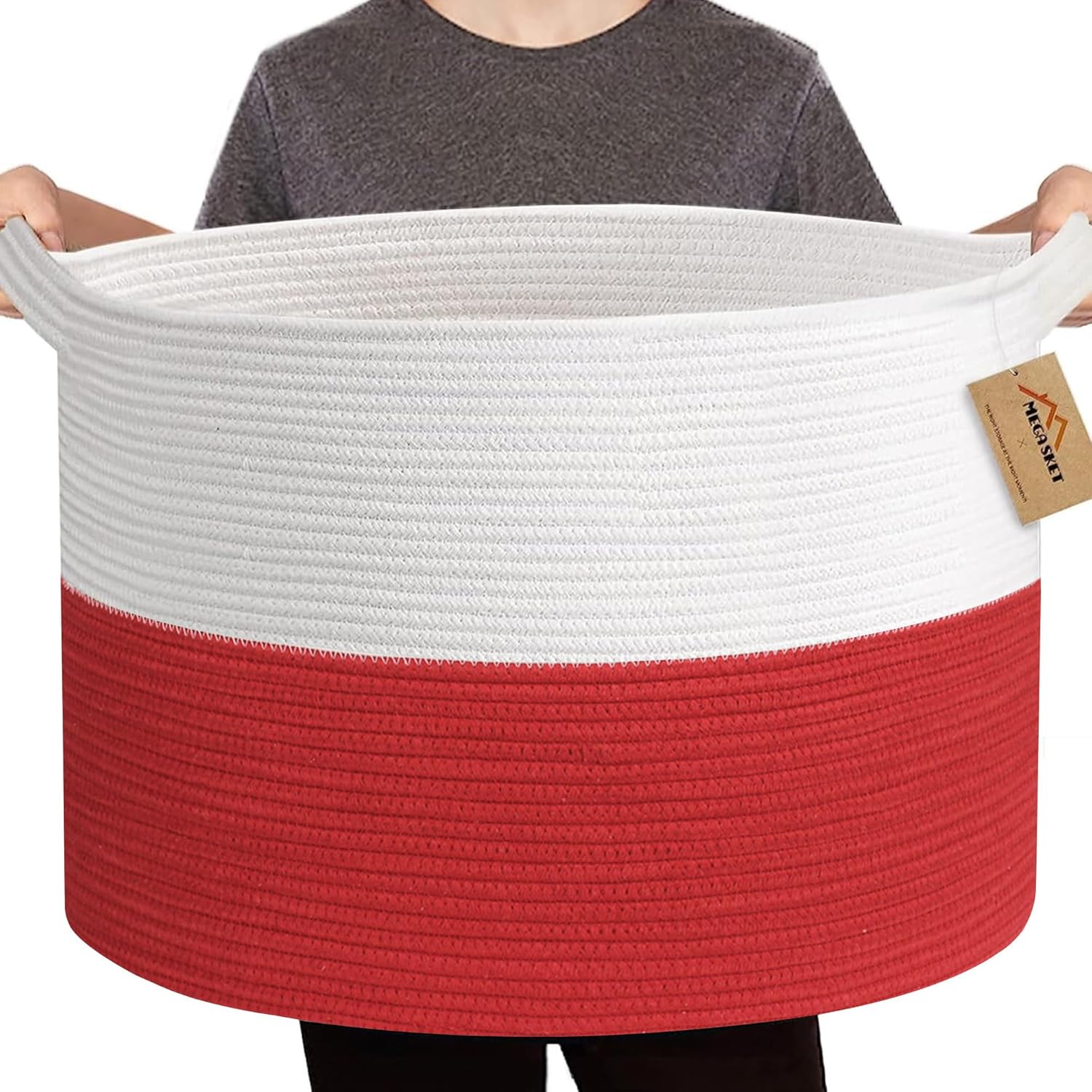 Boho Black Throw Pillow — 22" — White & Red