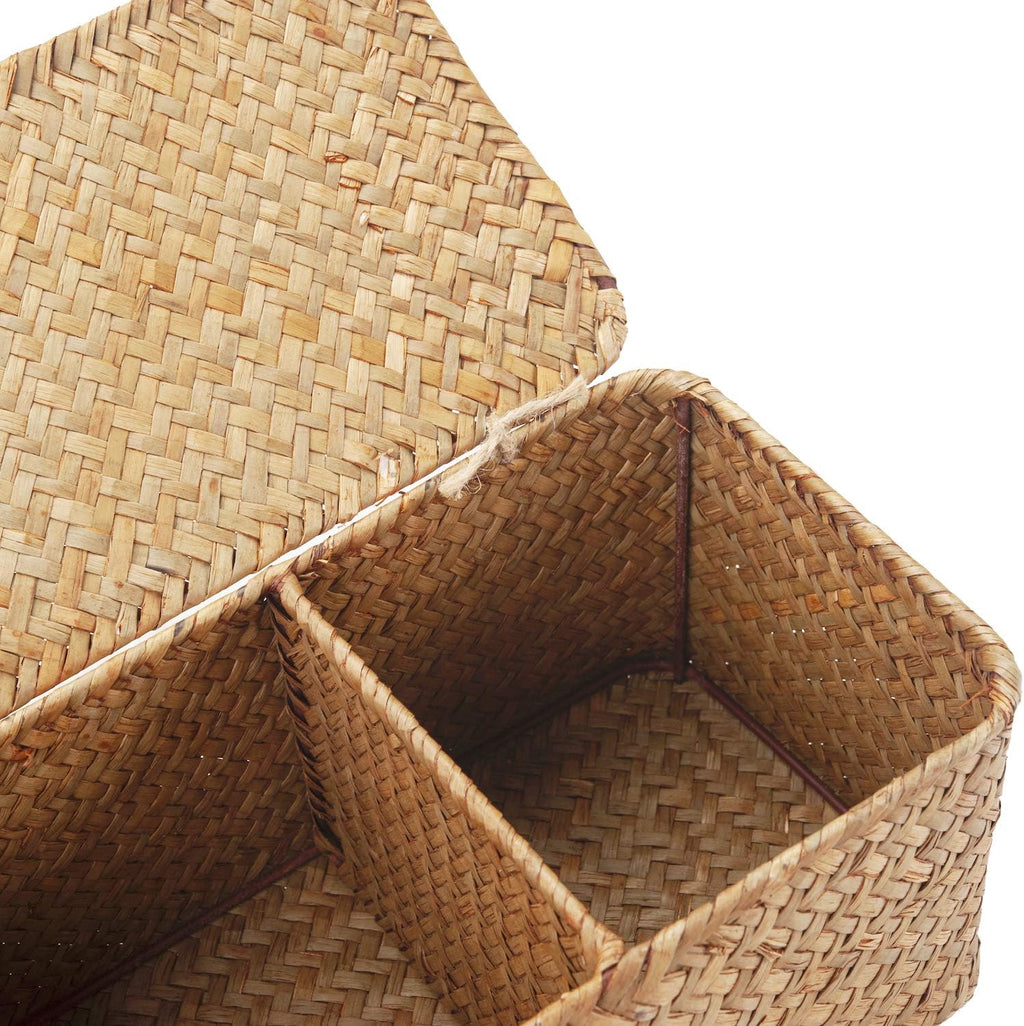 Rectangular Boho Beige Storage Basket — 5" - View 5