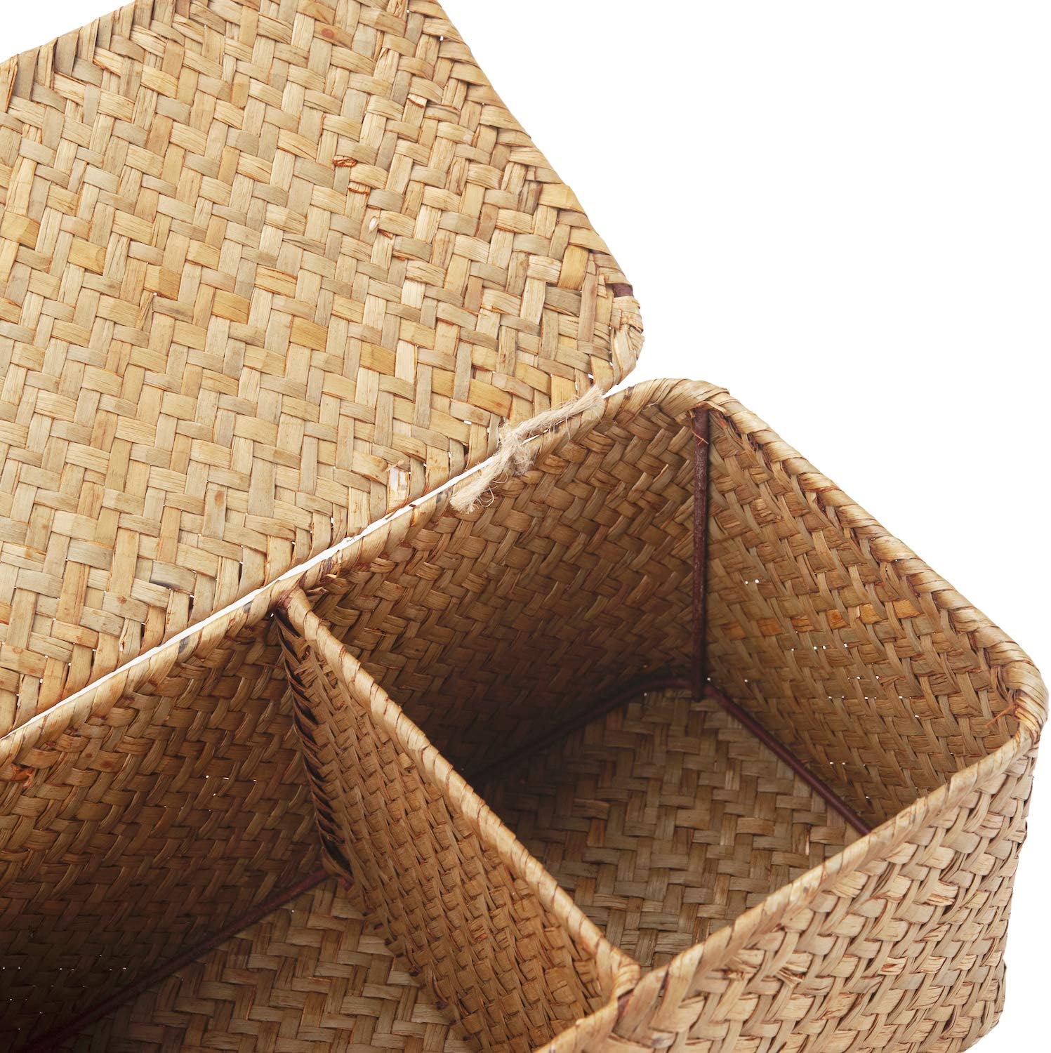 Rectangular Boho Beige Storage Basket — 5" - View 5