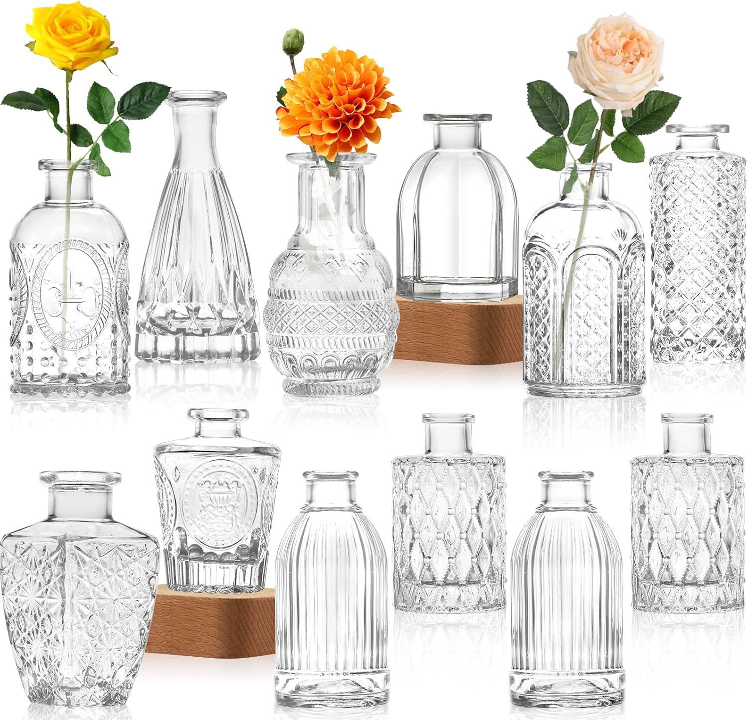 Vintage Orange Flower Vase — Set of 12 — Clear-12