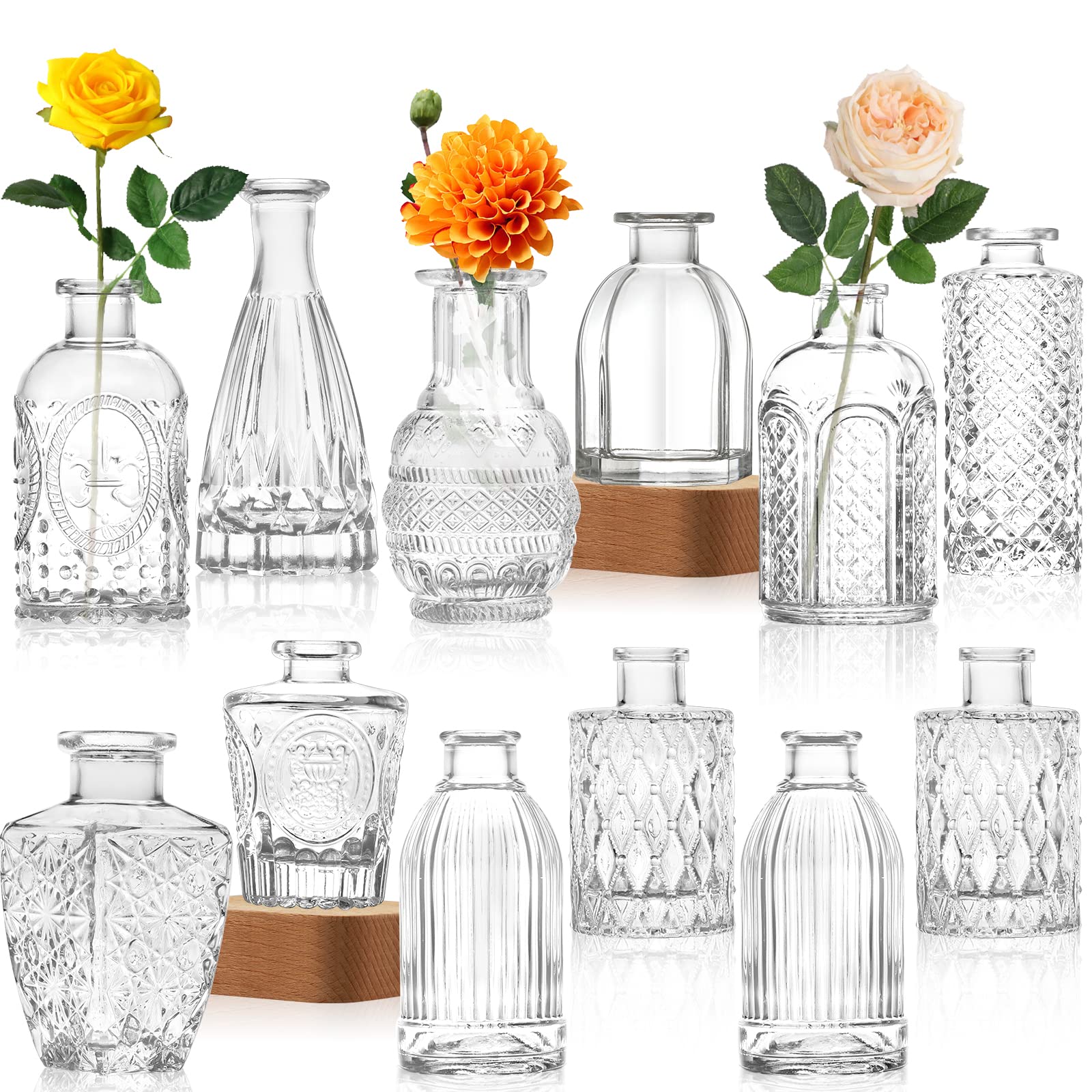 Vintage Orange Flower Vase — Set of 12