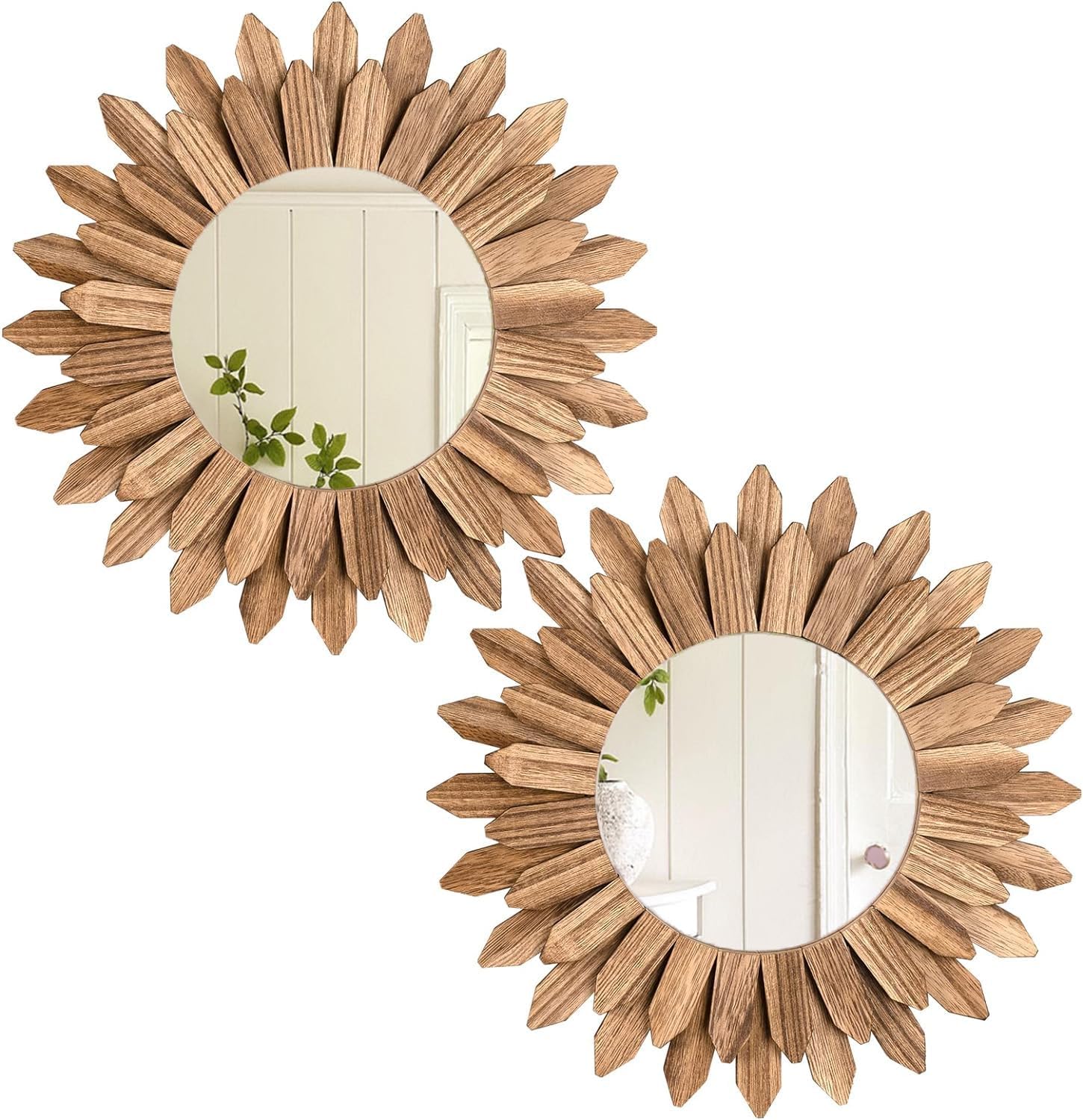 Round Boho Wood Mirror — 12" — 2
