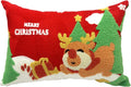 Embroidered Boho Blue Throw Pillow Cover — 18" — Z - Christmas Deer