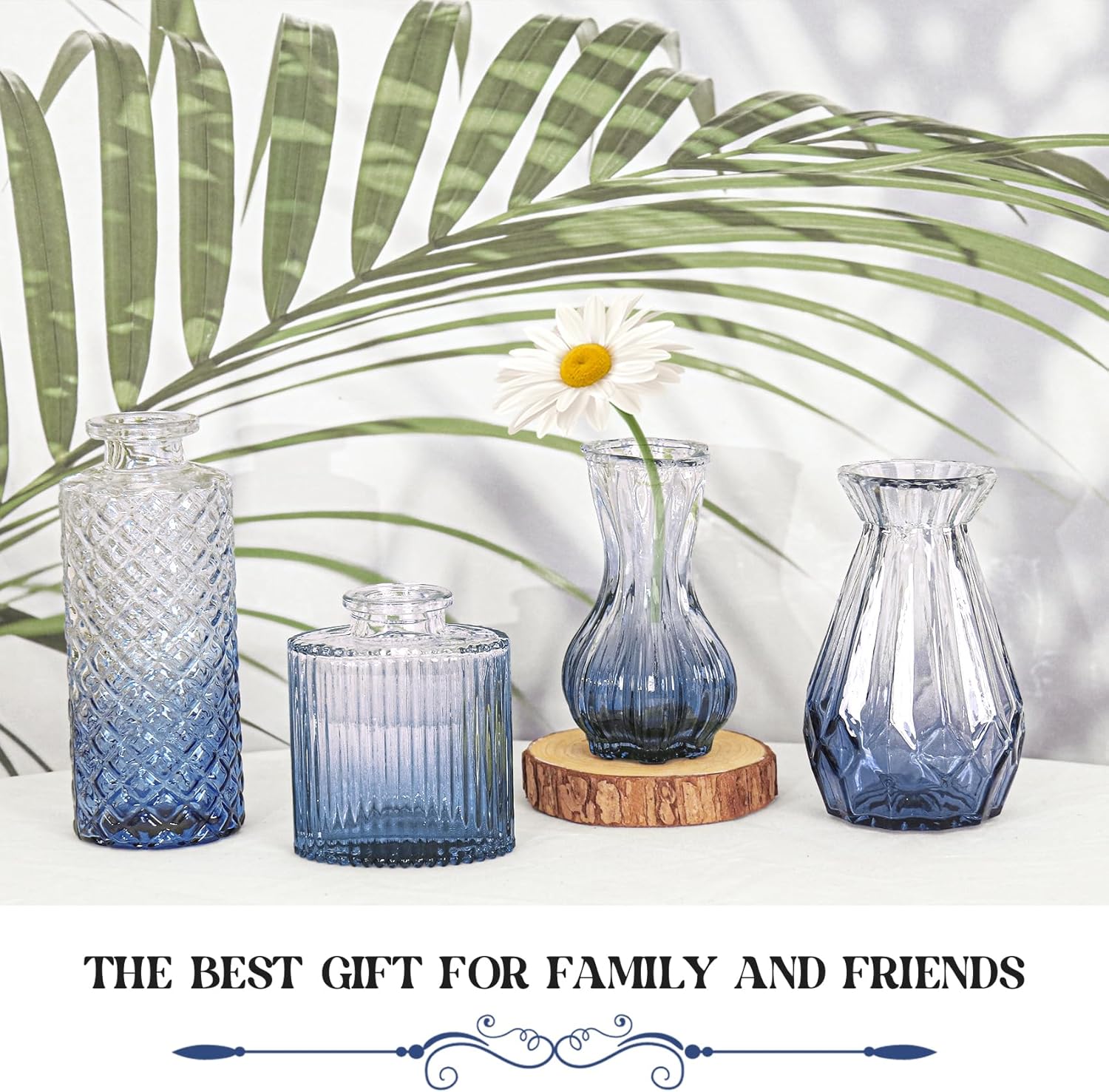 Vintage Farmhouse Blue Flower Vase — Set of 4 - View 3