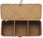 Rectangular Boho Beige Storage Basket — 5" - View 2