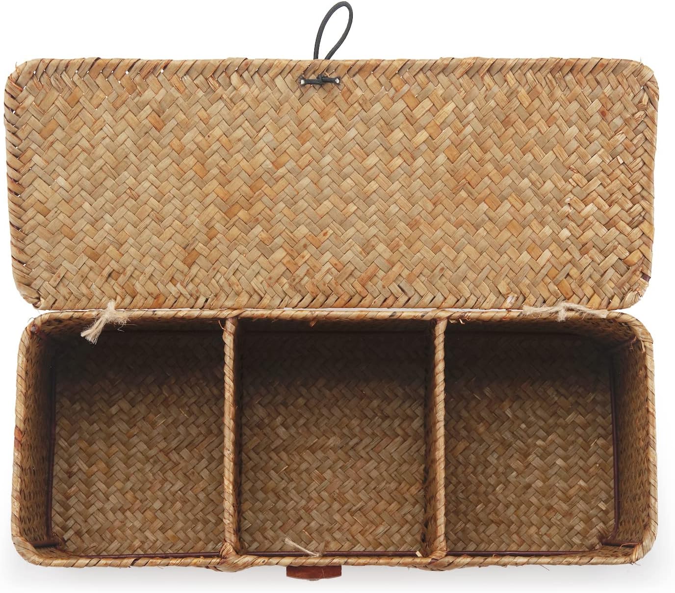 Rectangular Boho Beige Storage Basket — 5" - View 2
