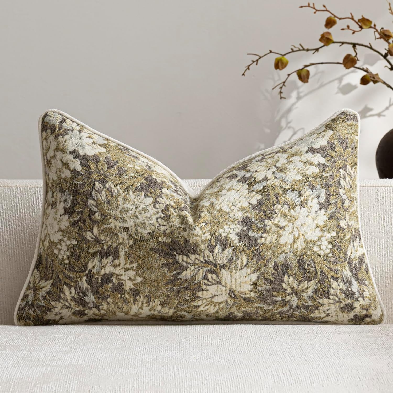 Chenille Boho Beige Pillow Cover — 20" — Beige
