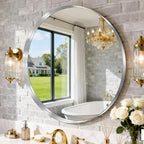 Framed Metal Round Mirror — 28" - View 3