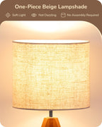 Linen Boho Wood Bedside Lamp — 2" - View 3