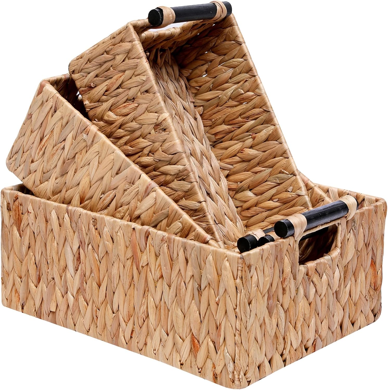 Handwoven Boho Wood Storage Bin - View 2
