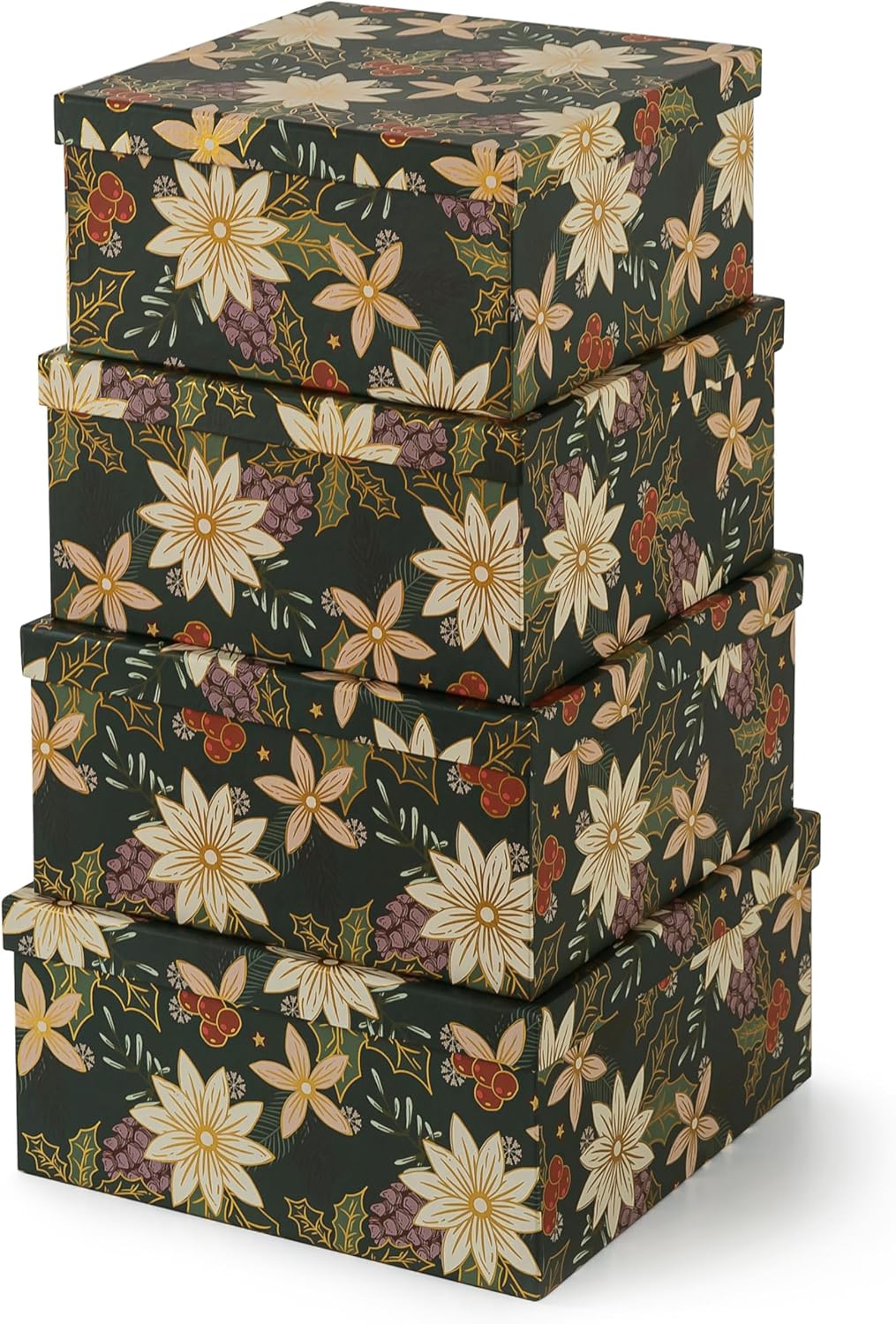 Red Home Decor — Set of 4 — Festive Foliage