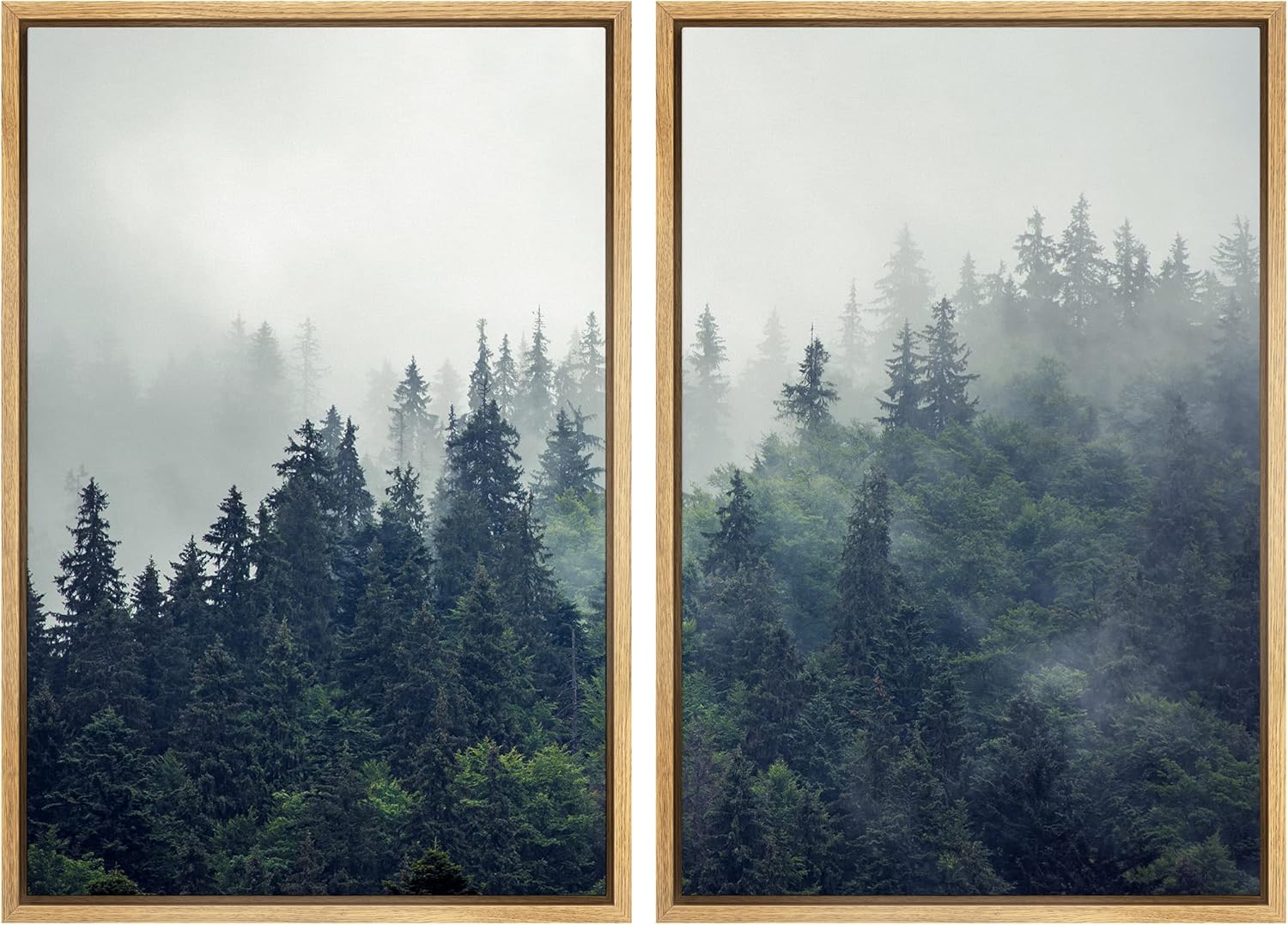 Framed Farmhouse Fabric Canvas Wall Art — 24" — 24" x 36" x 2 Panels NATURAL
