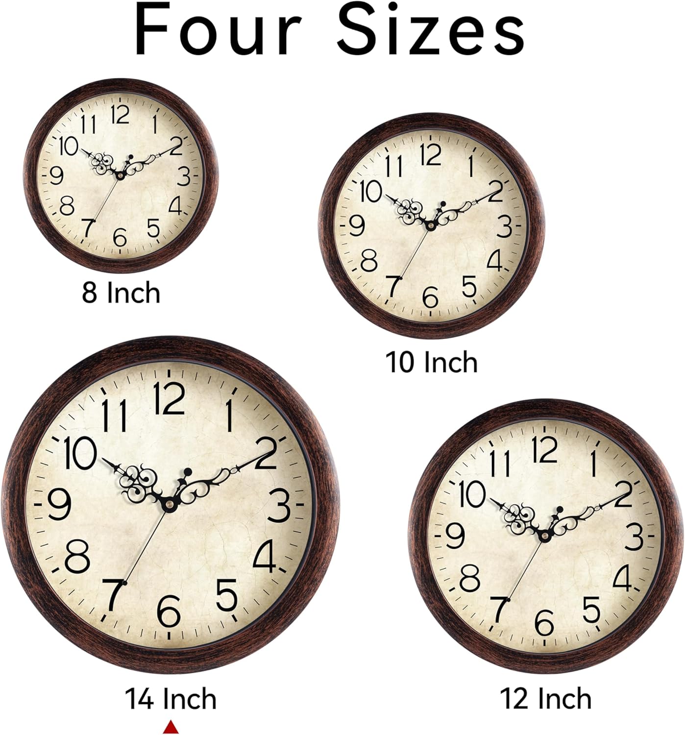 Battery Operated Farmhouse Brown Wall Clock — 14" - View 2